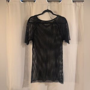 Black Mesh Short Sleeve Top